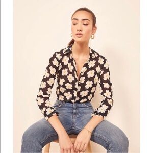 Reformation Violet Blouse Gemma Floral Button Down Blouse Size S